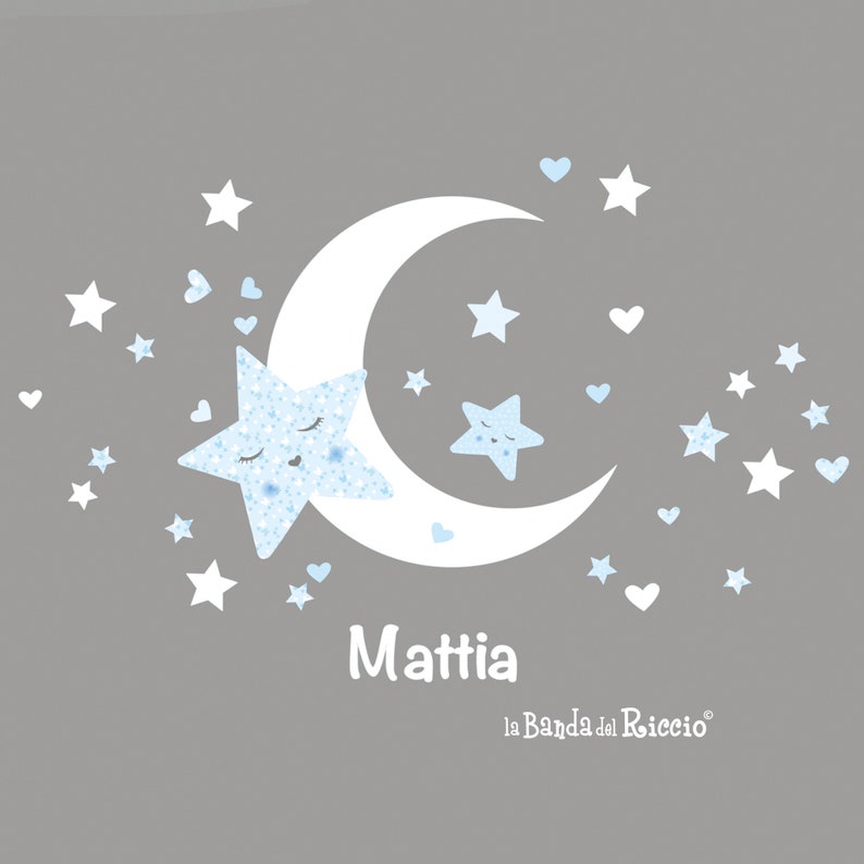 Fabric Wall decals, kids wall stickers, baby nursery room decor Moon and Stars image 4
