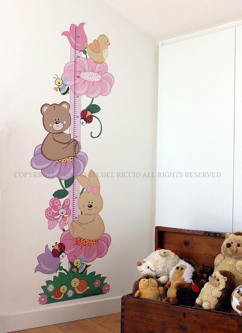 Pared Bimbine Dormitorio Flor Metro Niños Chicas Crecimiento Pegatinas WD2IYE9H
