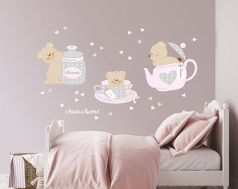 Fabric Wall decals, kids fabric wall stickers, baby nursery room decor "Tea Time"