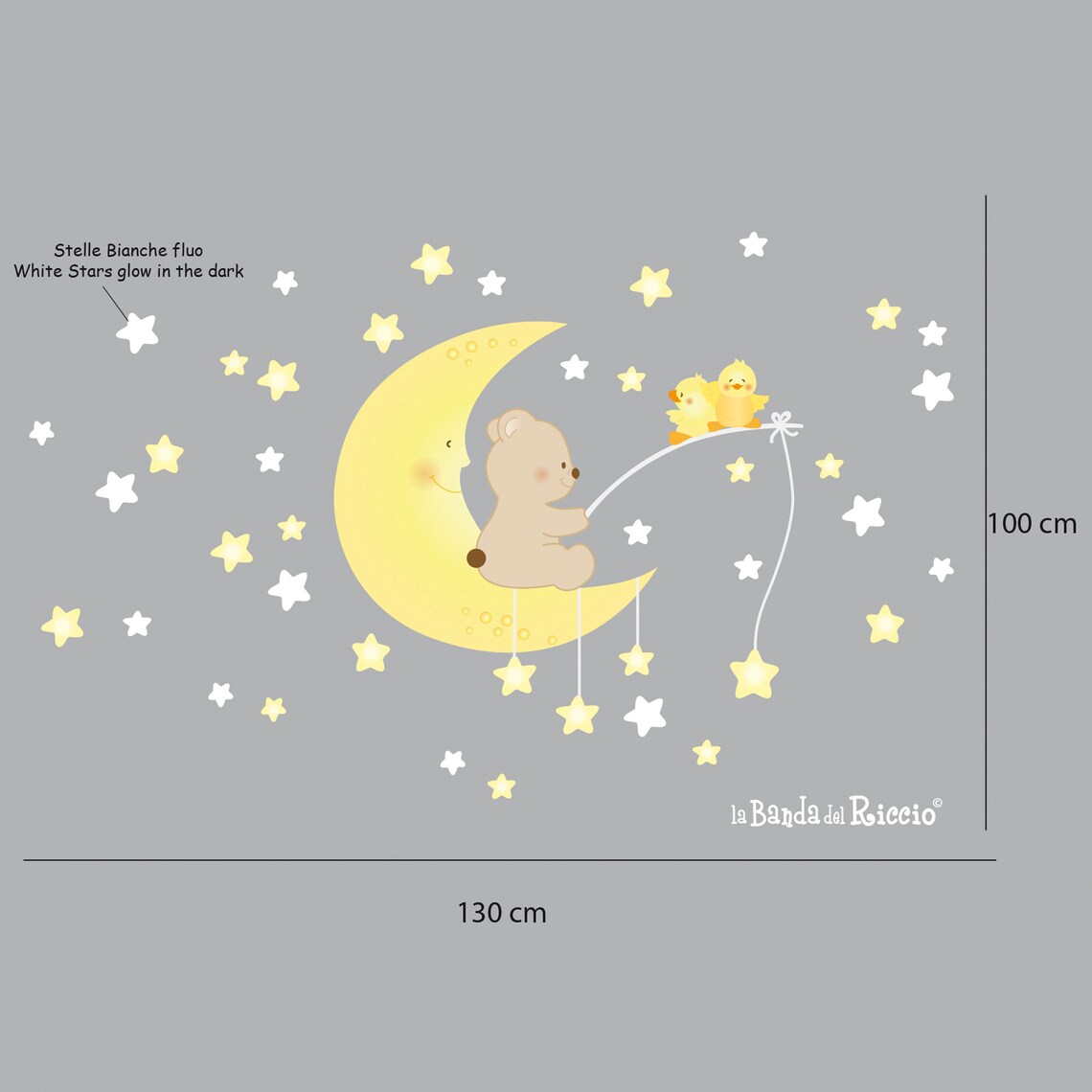 Fabric Wall Decals Fluo Stars Wall Stickers Baby Nursery Baby Fabric