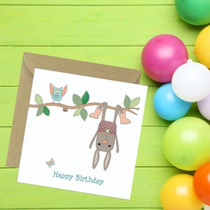 Rabbit Birthday Card, Children's Birthday Card, For Boy, Girl, Son, Daughter, Grandson, Granddaughter, Niece, Nephew, Felltarn