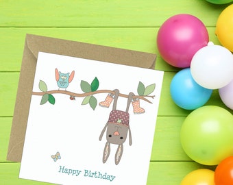 Rabbit Birthday Card, Children's Birthday Card, For Boy, Girl, Son, Daughter, Grandson, Granddaughter, Niece, Nephew, Felltarn