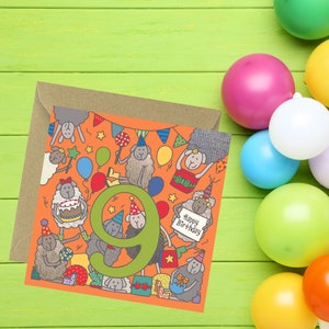 Carte d'anniversaire pour garçon, fille, mouton et 9 ans, carte District des lacs, fils, fille, petit-fils, petite-fille, Felltarn