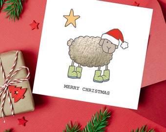 Herdwick Sheep Christmas Card, Santa Hat, Farm Animal