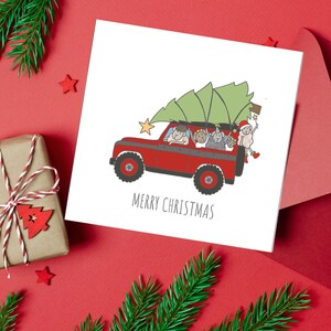 Land Rover kerstkaart schaap, leuke schapen kerstkaart, kerstkaart voor boer voor hem, voor haar, voor opa, voor vriend voor buur