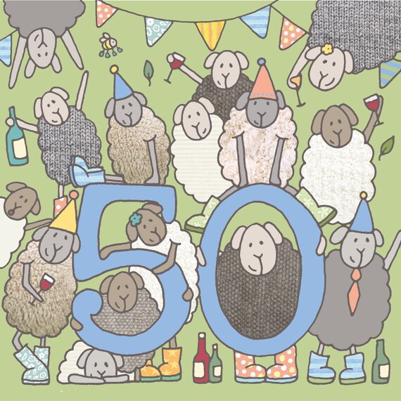 50 Geburtstag Karte Schafe Spass Cartoon Herdwick Wollbauer Etsy