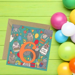 Carte de 6e anniversaire, carte d'animal, pour garçon, pour fille, carte de mouton, Lake District, pour fils, fille, petit-fils, petite-fille, Felltarn,