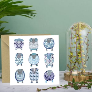 Biglietto Blue Sheep per lui, biglietto di anniversario per lei, per lui, per mamma, papà, zia, zio, fratello, sorella, amico, amante delle pecore, figlio, figlia
