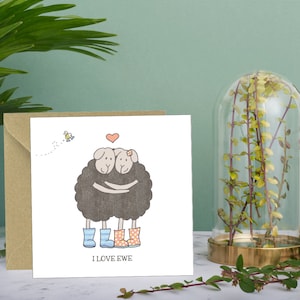 Biglietto di San Valentino con pecora, biglietto "Ti amo", biglietto di San Valentino con pecora per marito, per fidanzato, per moglie, per fidanzata, biglietto per amante delle pecore, biglietto Herdwick