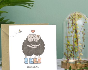 Valentine's Sheep Card, Love You, Love Ewe, Valentine For Him, For Her, For Boyfriend, For Girlfriend, Gender Neutral, For Husband, For Wife