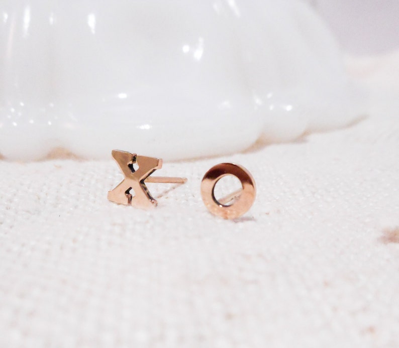 XOXO Earrings // Solid 14k Gold Posts Etsy