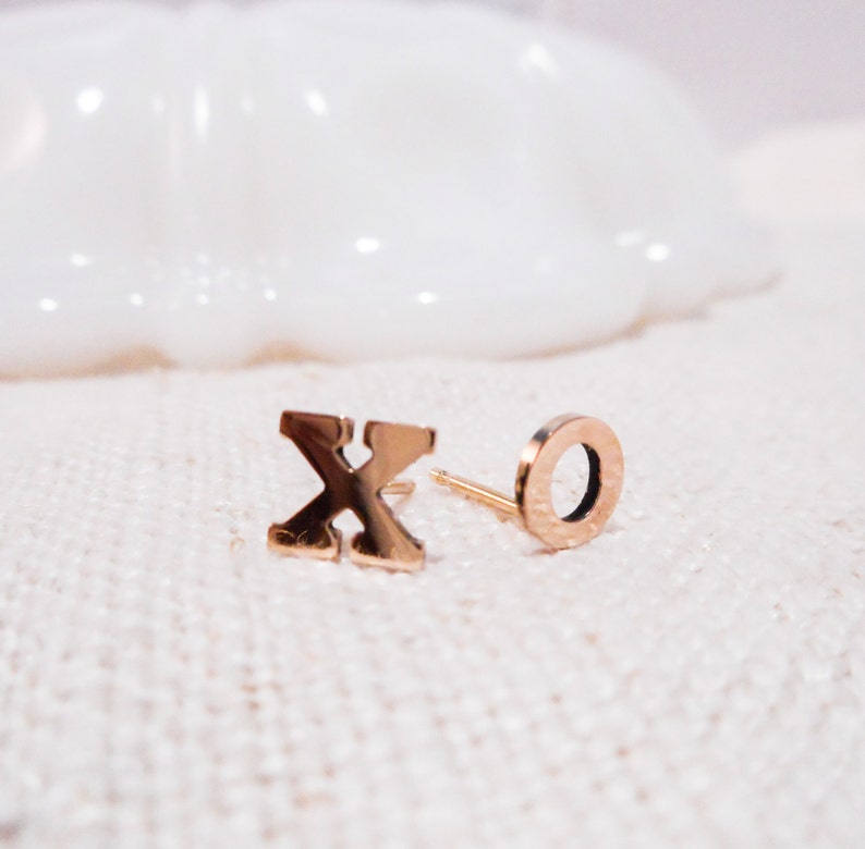 XOXO Earrings // Solid 14k Gold Posts Etsy