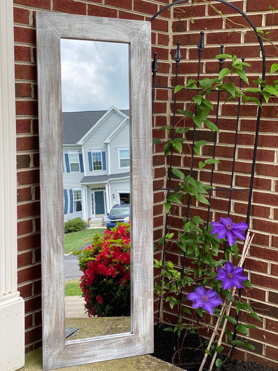 Whitewashed Farmhouse Leaning Mirror Etsy