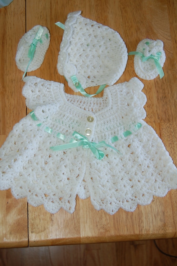Vintage baby sweater dress set