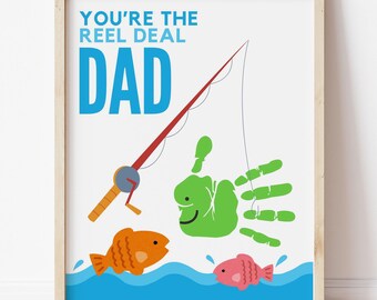 Fathers Day Handprint Craft, Fathers Day Fishing Craft, Fishing Fathers Day Printable Handprint, Fathers Day Art, Handprint Craft for Dad