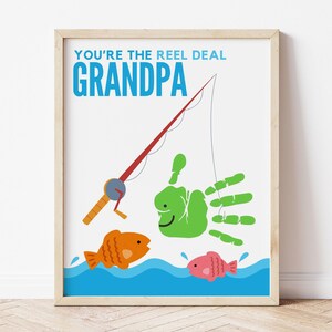 Fathers Day Handprint Craft, Grandpa Fishing Craft, Fishing Fathers Day Printable, Grandfather Birthday Craft, Grandparents Day Gift