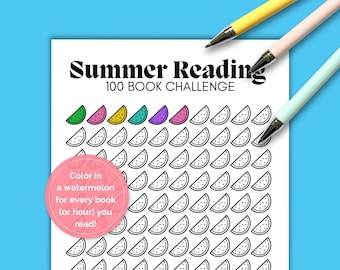 Kids Summer Reading Challenge, Summer Book Tracker, Summer Reading Tracker, Printable Children's Reading Log, Printable 100 Book Challenge