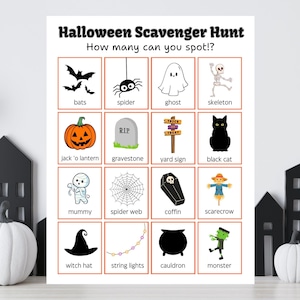 Halloween Scavenger Hunt for Kids, Halloween Decoration Printable Game, Preschool Halloween Activity, Halloween Party Indoor Outdoor Game