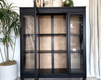 SOLD!! SOLD!! Black Modern Hutch, China cabinet, display case, glass cabinet