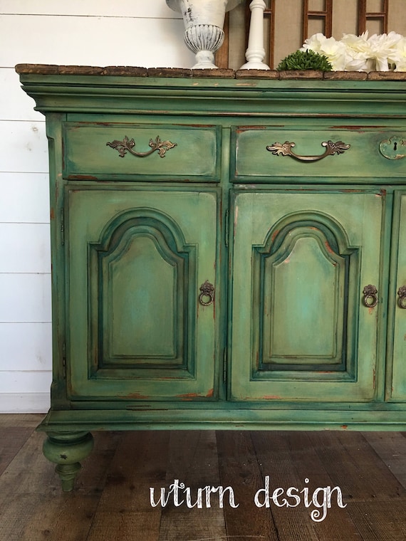 Sold Sold Green Buffet Painted Sideboard Coffee Bar Etsy