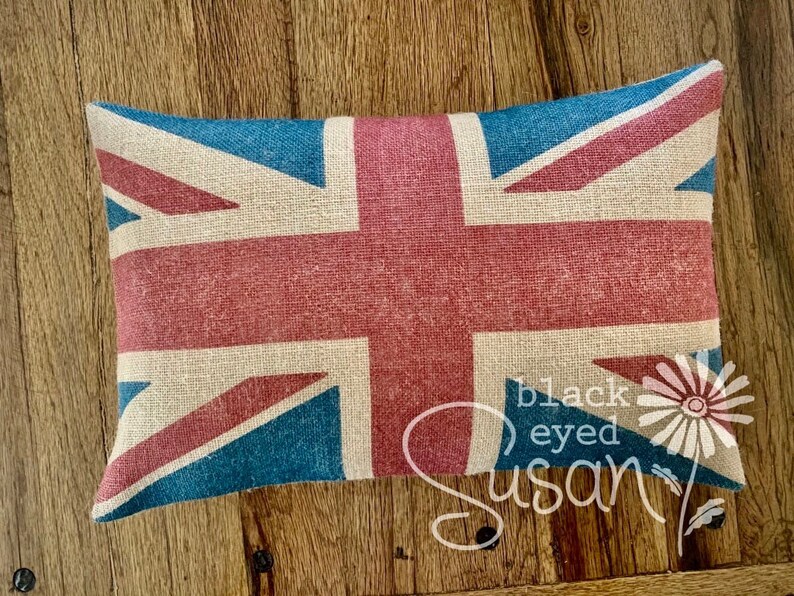 Distressed Union Jack Pillow Cover of Natural 100 Cotton Etsy