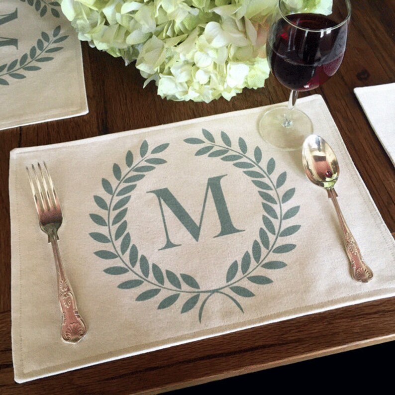 16 Color Choices Monogram Laurel Wreath Placemat of Etsy