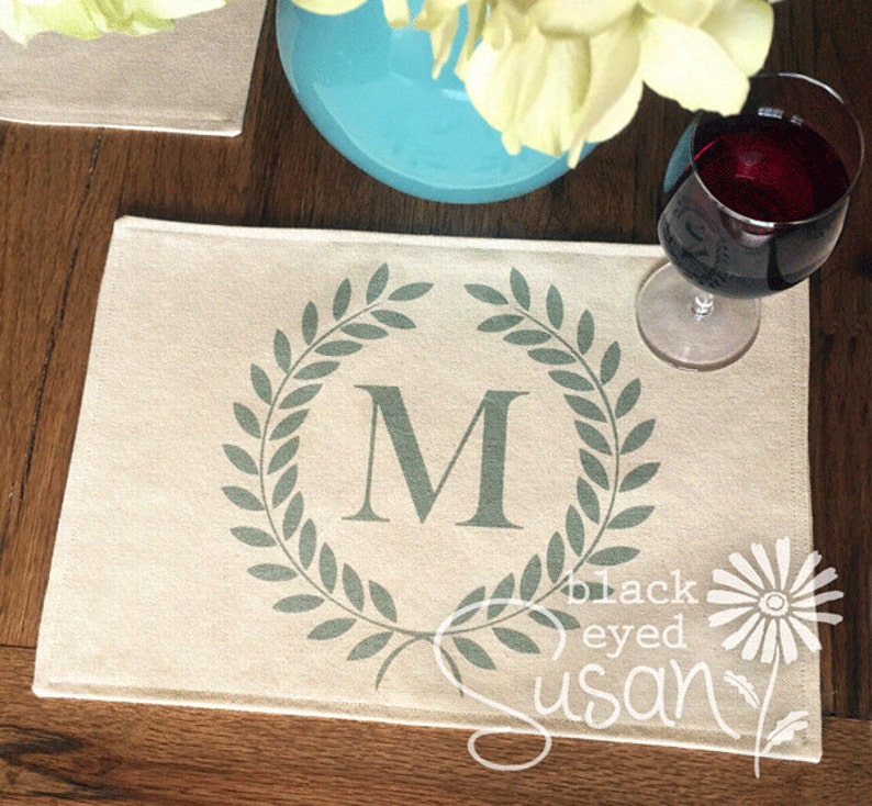 16 Color Choices Monogram Laurel Wreath Placemat of Etsy