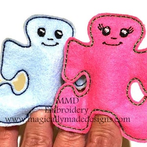 The Original Puzzle People Finger Puppets - Autism Awareness -  Embroidery Design - DIGITAL DOWNLOAD - 4X4 Hoop or Larger - In the hoop
