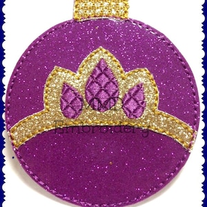Rapunzel Inspired Princess Crown Felt Ornament Machine Embroidery Design DIGITAL DOWNLOAD - 4X4 Hoop or Larger