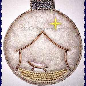 Krippe Krippe Jesuskind Filz Ornament Maschine Stickerei Design digitaler DOWNLOAD - 4 X 4 Rahmen oder größer