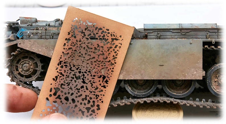 Salt Weathering Effect Airbrush Stencil Kit For 1/35, 1/48, 1/72 Scale Models - Realistic Rust & Paint Tools