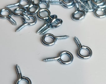 12 Metal screw eyes hardware (9/16")