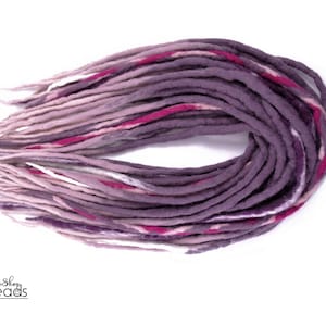 Wool dreadlocks Dreads full Color Mix purple pink Full Set Double Ended Hair Extensions Dread, Short Medium Long, DE