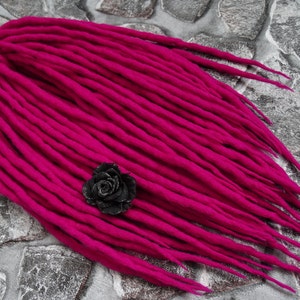 Wool Dreadlocks Dreads &quot; Energy Pink &quot; Full Set Double Ended Hair Extensions Dread, Short Medium Long, DE