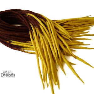 Wolle Dreadlocks Dreads Set DE Ombre Kastanie Zitrone Doppel endete Dread