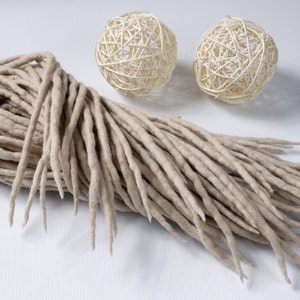 Wool Dreadlocks Dreads &quot; light beige &quot; DE full set double ended dread