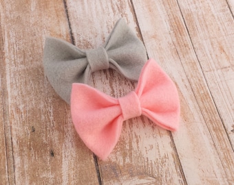 40+ Colors- Chunky Wool Felt Bow Clip or Headband / Felt Bow Headband / Felt Bow Clip / Newborn Headband / Baby Felt Hair Bow / Bow Headband