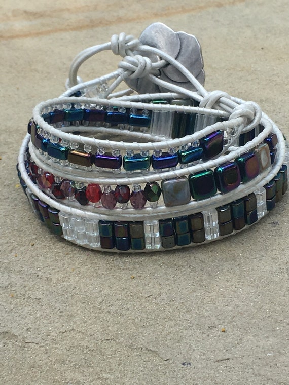 white leather wrap bracelet