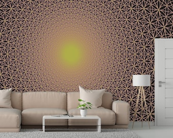 Flower of Life Wallpaper / Peel and Stick Wallpaper / Sacred Geometry Mural / Torus Wall Decal / The Sun Wall Art