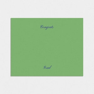Congrats, Grad - Elegant Folded Card - Green With Blue Cursive Text for 2024 Graduates - Blank Inside, Comes with Envelope, Made in the USA