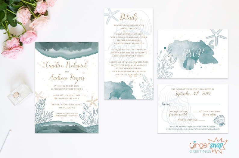 Beach Wedding Invitation Suites, Destination Wedding image 1