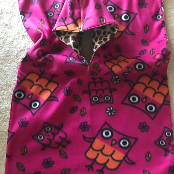 So Bright Pink Owls and Giraffe Print  - Ships SAME DAY Car Seat Poncho - Outdoor Fall & Winter Children's Clothing Girl Poncho