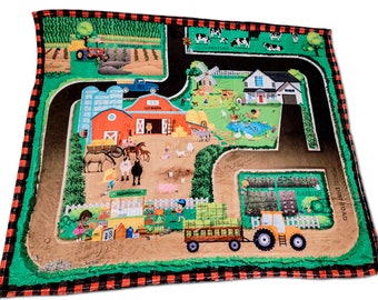 Farm Work Animals Fruits Vegetables Words Numbers Educational Learning Blanket Kids Large 50x60 Gift Super Soft