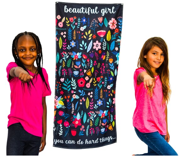 Beautiful Girl You Can Do Hard Things Motivational Tapestry Wall
