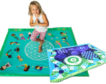 Yoga Blanket for Kids - 50in x 60in Activity Play Mat – Soft Reversible Yoga and Game Throw – Large Gift for Children