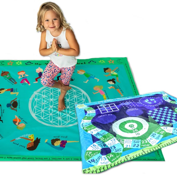 Yoga Blanket for Kids - 50in x 60in Activity Play Mat – Soft Reversible Yoga and Game Throw – Large Gift for Children