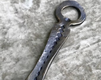 Hand Forged Iron Steak Flipper, Bottle Opener BBQ Tool