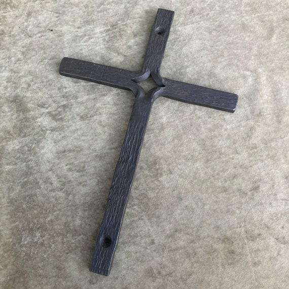 Handforged Iron Cross Wall Hanging, Blacksmith Decor