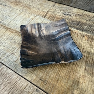 Handgesmede ijzeren kom, smidse snoepschaal, ~4" vierkant