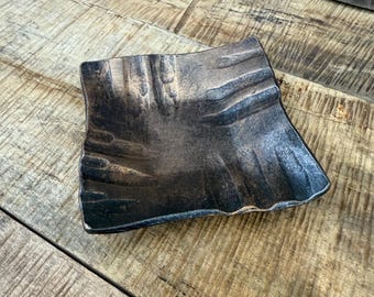 Hand Forged Iron Bowl, Blacksmith Art Candy Dish, ~4" Square